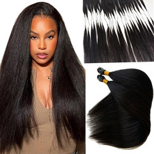 Crochet Hair Yaki Straight Human Hair Extensions for Black Women Pre-Separated K