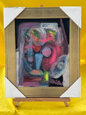 Framed Expressionist Vibrant Minimalistic Paint Strokes Elegant Signed Paint 