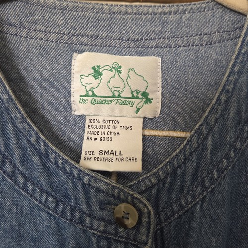The Quacker Factory Sun/Moon 100% Cotton Denim Jean Button Down Patches Shirts S - Picture 5 of 18