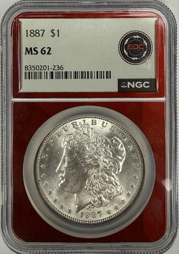 1887 Morgan Silver Dollar $1 NGC MS62 ‼️GREAT LOOKING RED CORE SLAB‼️