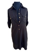 Speed Control New York Womens Size M Black Tunic Shirt Dress Roll Tab Sleeves