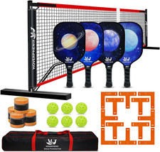 Portable Pickleball Net Set, 22FT Pickle Ball Net with Paddle Set of 4