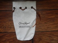 CROWN ROYAL Soft Burlap Pouch Bag W/ Leather Draw String