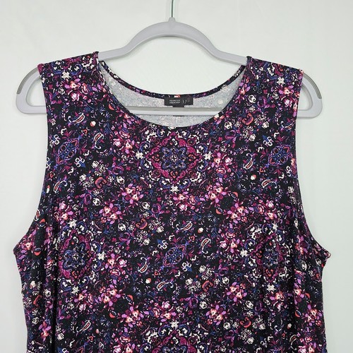 J. Jill Wearever Collection Sleeveless Top Shirt PURPLE PAISLEY Floral size 1X - Picture 3 of 6