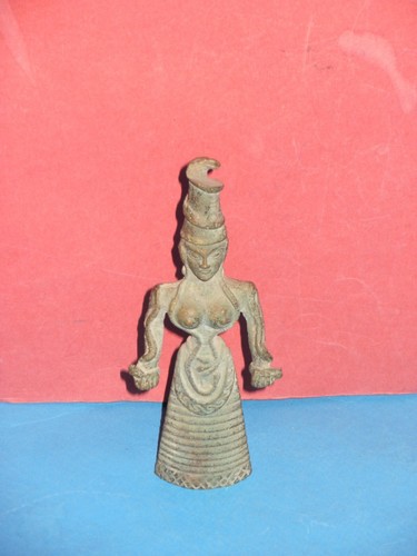 Figura réplica de bronce vintage La diosa serpiente minoica, alto 12 cm/4,7... - Imagen 19 de 24