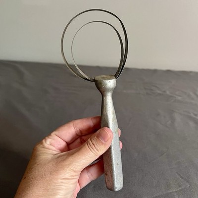Vintage Rustic Bone Dust Scraper Aluminum & Stainless Steel Round 8  Farmhouse
