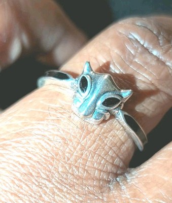 Women's Shiny Dainty Black Panther Wakanda Forever 925 Sterling Silver Ring Sz 7