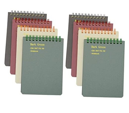 Top Bound Spiral Notebook, 8 Pcs 4 Color A6 Size Thick Plastic 8 Pcs A6