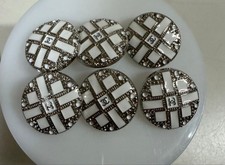 CHANEL vintage round logo buttons 22mm white silver set of 6