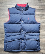 Polo Ralph Lauren Reversible Down Puffer Vest Boys Navy/Red Size L 14-16 Youth