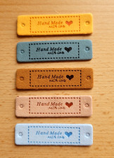 5 PU-Leder Label * Handmade * Etiketten Patch...