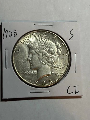 1928-S Peace Silver Dollar AU+ Tough Date San Francisco Mint