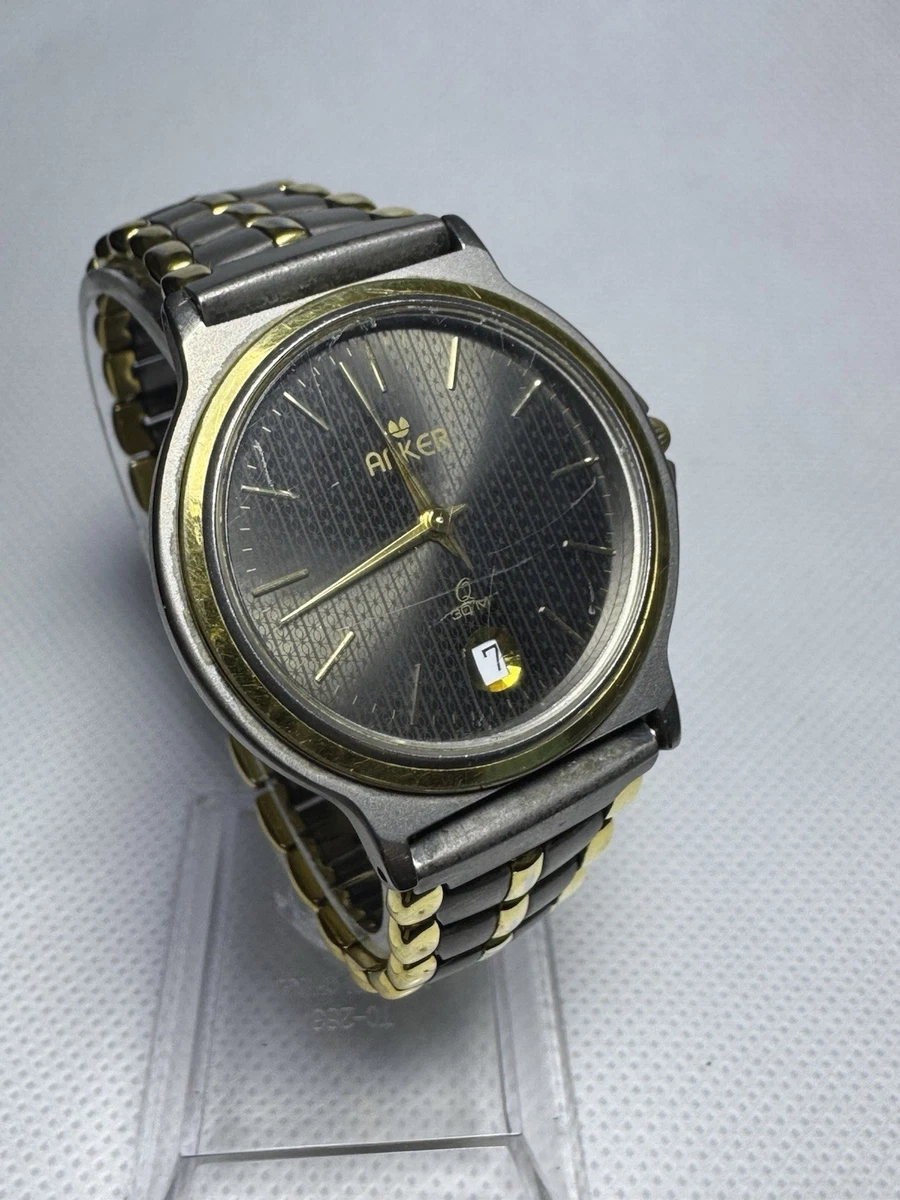 Reloj de pulsera Anker cuarzo titanio bicolor oro/plata negro fecha 3 ATM