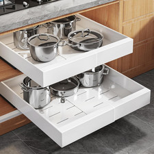2Pack Expandable Pull Out Cabinet Organizer 21"Deep with Raising Pad for Framed