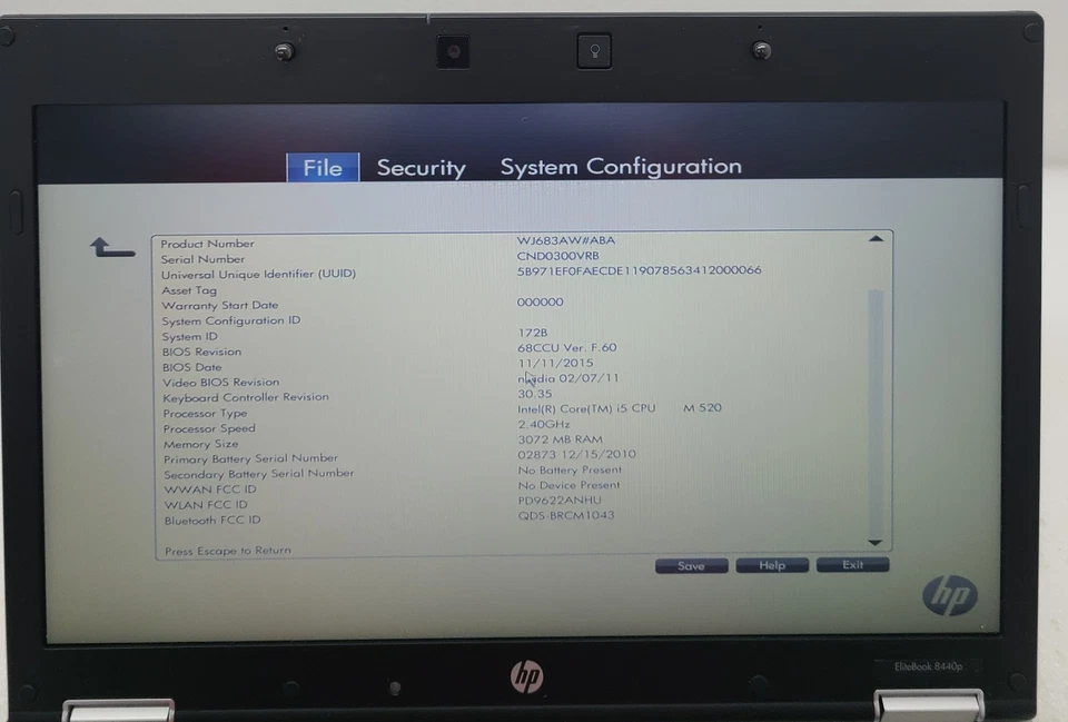Portátil HP EliteBook 8440p Intel I5 M 520 3 GB RAM SIN HD/OS (FL) Foto 2 de 4