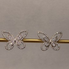 Sterling Silver Butterfly Stud Earrings Cubic Zirconia Statement Spring Summer