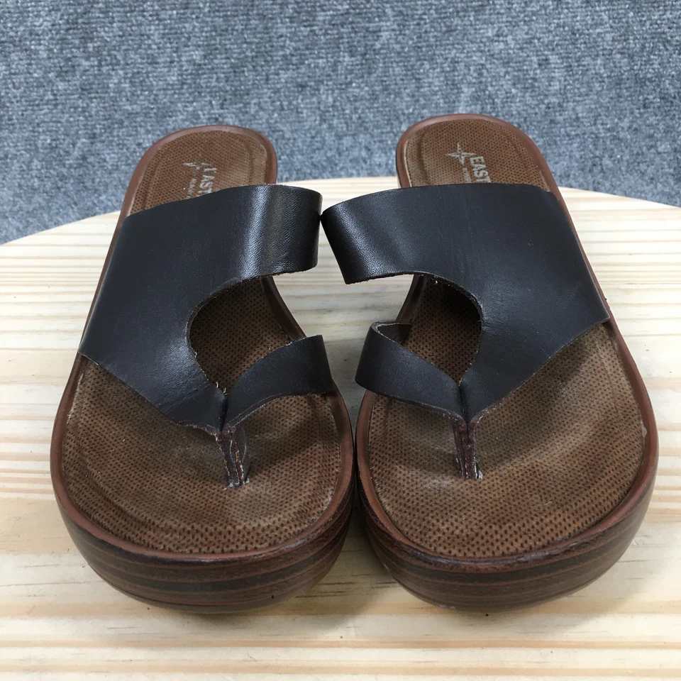 Eastland Sandal Women 8W Brown Laurel Thong Slip On Casual Comfort Wedge Leather - Image 4 of 4