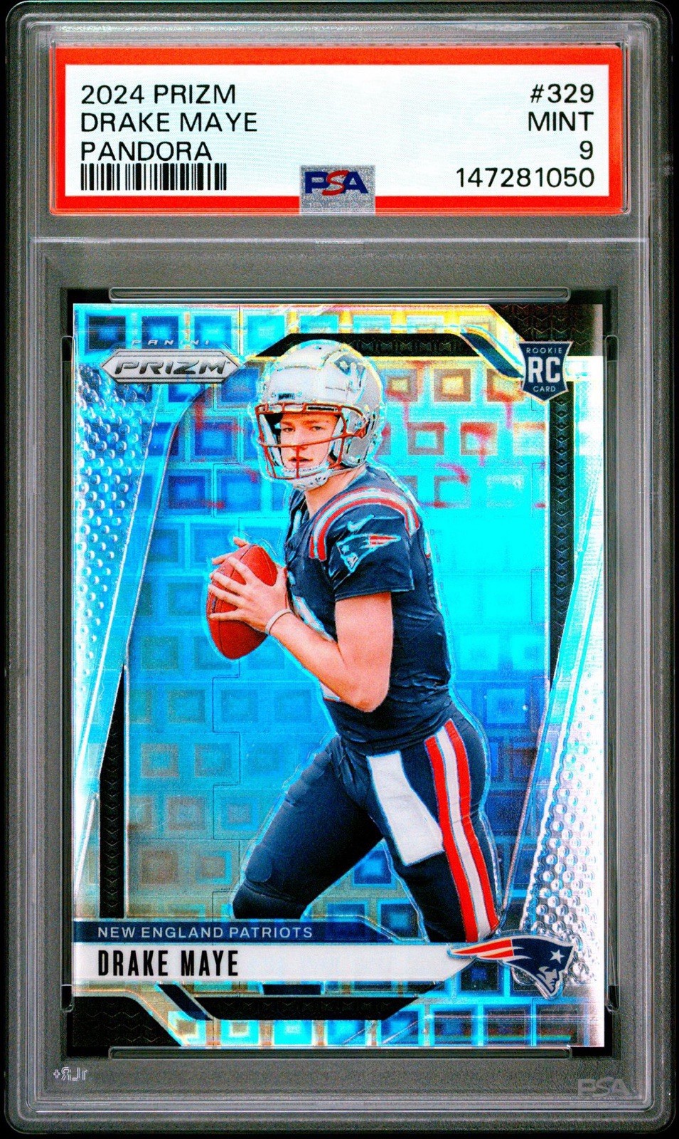 2024 Panini Prizm Drake Maye Rookie Card #329 Pandora Prizm /400 PSA 9