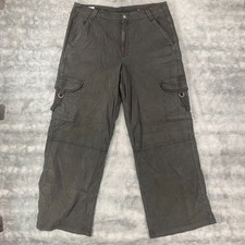 American Eagle Pants Women's 14 Black Super High Rise Baggy Wide Leg Cargo Denim