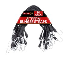 31" EPDM Tarp Bungee Straps w/ Crimped Hooks -50 Pack