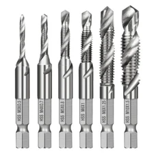 6pcs M3-M10 Screw Tap Drill Bits HSS Taps Countersink Deburr Set Metric