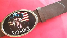 KID ROCK Pop-Rock White Trash  Epoxy Photo Music Buckle  & Brown Bonded Belt