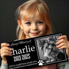 Custom Stone Memorial Grave Marker Granite Plaque Human headstone Dog Yorkie