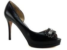 Nine West Women's Finest Evening Pumps Black Leather Size 7.5 M