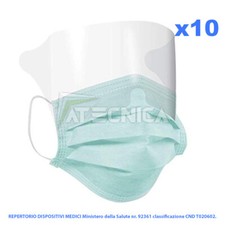 10 mascherine con visiera protettiva paraschizzi 3 veli PH+ MAS205