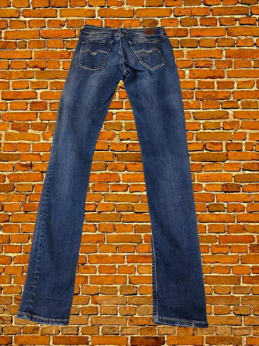 DAMEN REPLAY LUZ GRÖSSE W25 L30 BLAU RINSE NIEDRIG ERHÖHT SKINNY BEIN DENIM JEANS 25X30 - Bild 2 von 3