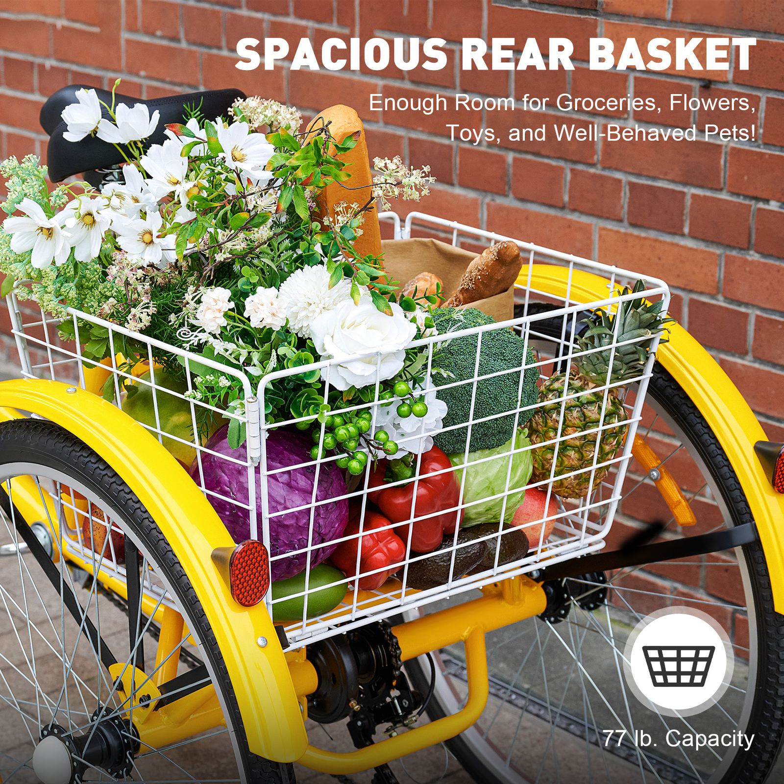 24"/26" 7 Speed Adult Tricycle 3Wheel Large Basket 450lbs Cap. Cruiser