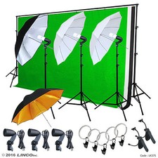 Photo Studio Lighting Photography 3 Backdrop stand Muslin Light Umbrella LK375