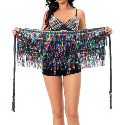 2025 Colorful Belly Dance Women Belly Dance Hip Scarf Tassel Sequins Belt - Bild 17 von 34