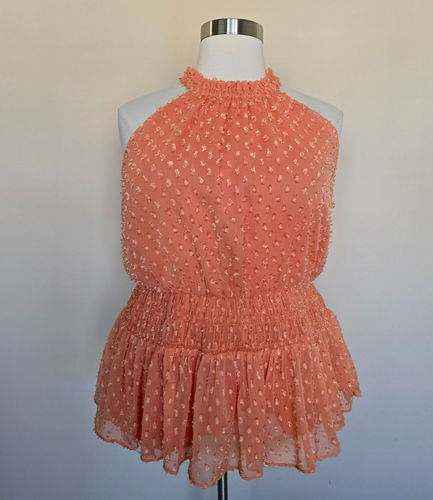 Cato Plus Size 18/20 High Neck Ruffle Sleeveless Elastic Waist Blouse Top NWT