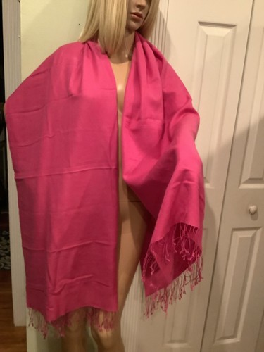 LNWOT Portolano Made in Nepal Cashmere Silk Solid Pink Shawl Scarf - Picture 4 of 8