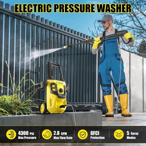 Electric Pressure Washer 4300 PSI Max 2.8 GPM Power Washer with 4 Nozzles Yellow - Picture 2 of 7