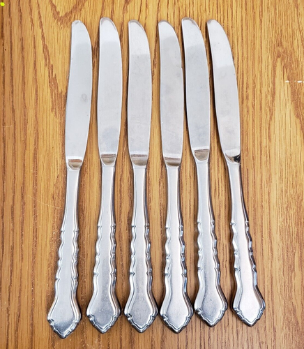 International Lyon AMERICANA Stainless Lot of 6 Dinner Knives Satin Flatware - 第 1/7 張圖片