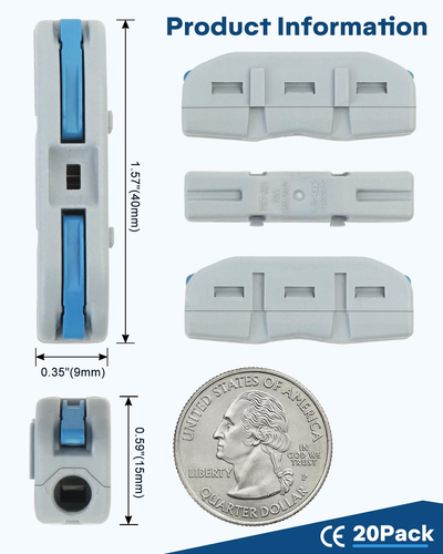 20 PCS Eugiichr Lever Wire Connectors – Quick Connect Nuts Inline Splices Push-I - Picture 5 of 12