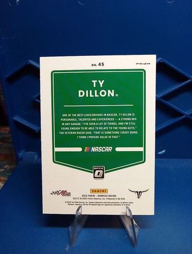 Ty Dillon 2022 Donruss Racing Optic Carolina Blue Wave Prizm Parallelo #45 - Foto 2 di 2