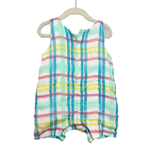 Angel Dear Beach Plaid Muslin Romper Size 18-24 Months NWT