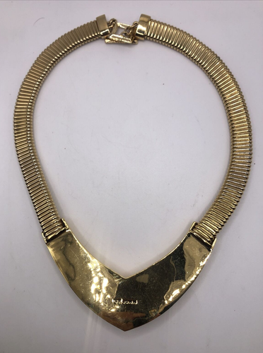 Vtg St John Gold Tone Art Deco Modernist Collar Necklace - Picture 5 of 5