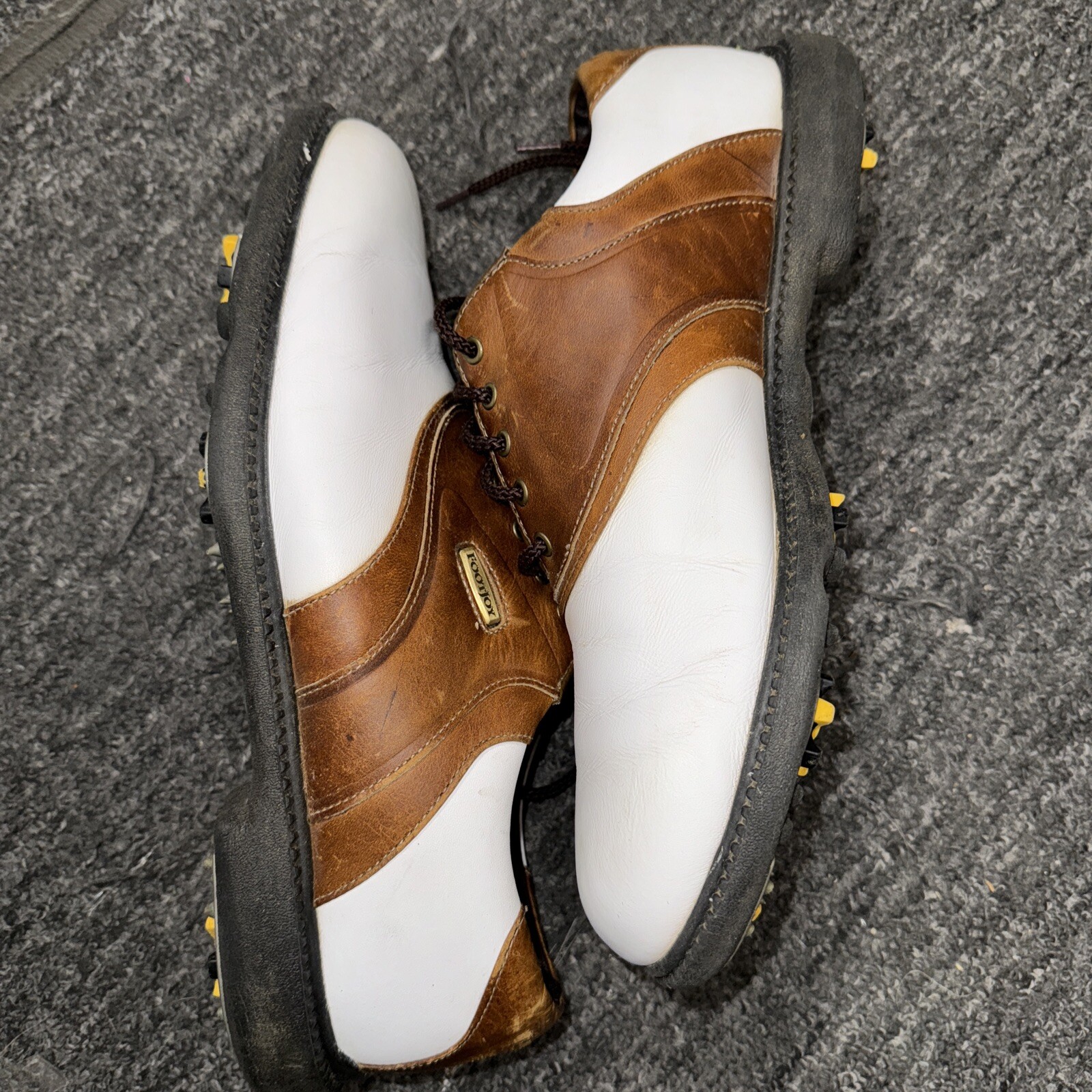 Foot Joy SUPER LITES Men Size 9.5M 58049 White Brown Saddle Golf Shoes