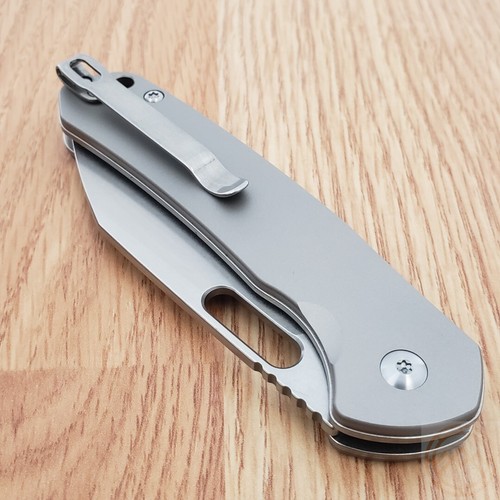 CJRB Pyrite Folding Knife 3.13" AR-RPM9 Steel Blade Gray Titanium Handle - Picture 11 of 12