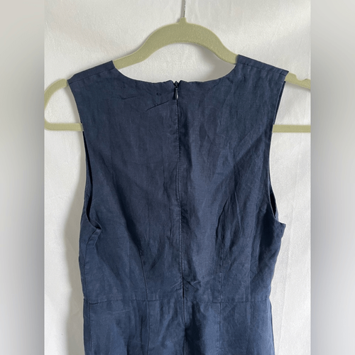 Vestido recto Michael Stars para mujer Hilary sin mangas de lino cuello en V azul marino XS - Imagen 13 de 13