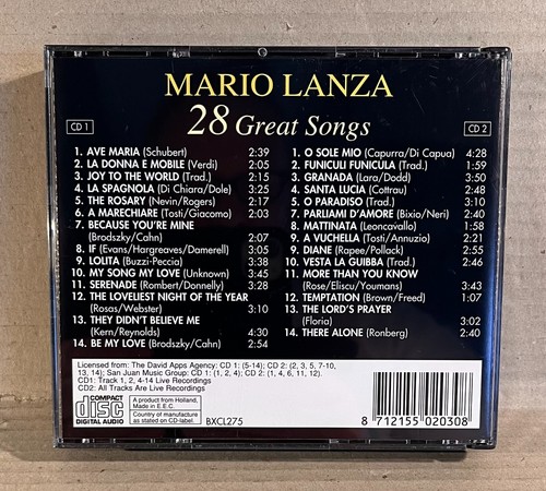 Mario Lanza 28 Great Songs 2CD Box Ave Maria-O Sole Mio-Granada - Imagen 2 de 4