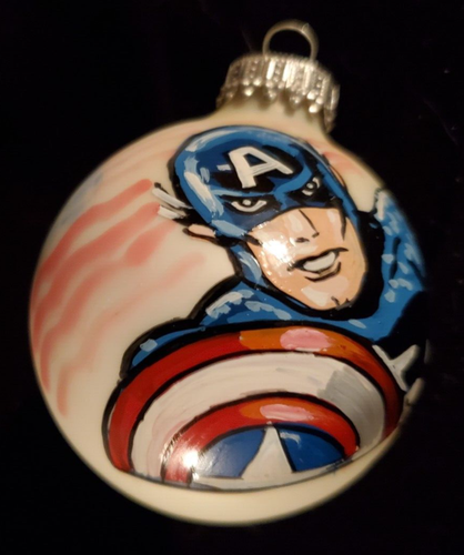 CAPITÁN AMÉRICA - 2011 Pintado a Mano 3" Adorno de Navidad / Firmado por el artista - Imagen 5 de 5