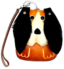 Dog Genuine Leather Handmade Crafted Animal Coin Purse Wristlet Wallet
