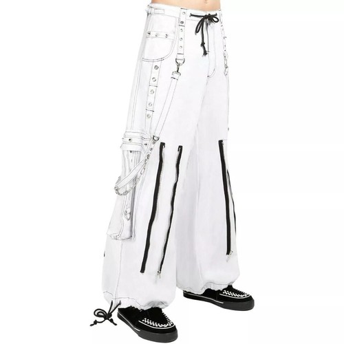 Gothic Bondage Men Tripp Pant Alternative Punk Rock Transformer Trouser White - Picture 2 of 5