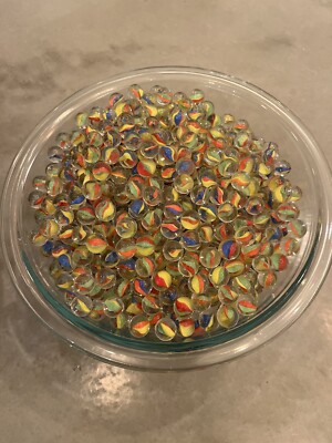 Set of 300 - Glass Peewee Marbles - 12mm - Assorted Colors - Mint, Unused