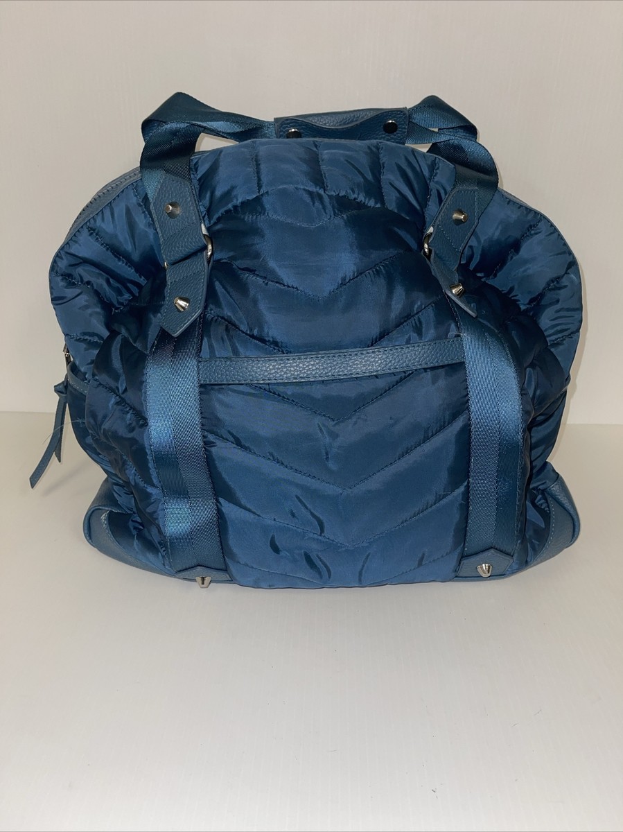 Cynthia Rowley Blue Quilted Puffer Satchel Handbag Travel Bag Duffel